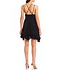 Color:Black - Image 2 - Strappy Lace Ruffle Hem Detail Dress