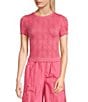 C&V Chelsea & Violet Textured Floral Seamless T-Shirt, Color:Vintage Pink - Image 1