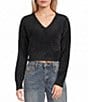 C&V Chelsea & Violet V-Neck Eyelash Sweater - Image 1