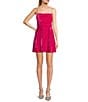 Color:Fuchsia - Image 1 - Velvet Rhinestone Strap Mini Dress