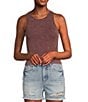 Color:Chocolate - Image 1 - Washed Seamless Racerback Tank Top