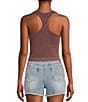 Color:Chocolate - Image 2 - Washed Seamless Racerback Tank Top