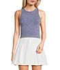 Color:Chambray - Image 1 - Washed Seamless Racerback Tank Top