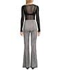 Color:Silver - Image 4 - High Rise Ribbed Velvet Pull-On Flare Pants