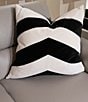 Color:Black/White - Image 2 - Chevron Velvet Oversized Square Pillow