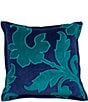 Color:Navy/Turquoise - Image 1 - Damask Applique Velvet Square Pillow