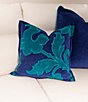 Color:Navy/Turquoise - Image 3 - Damask Applique Velvet Square Pillow