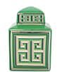 Color:Green - Image 2 - Greek Key Ceramic Lidded Jar