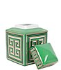 Color:Green - Image 5 - Greek Key Ceramic Lidded Jar