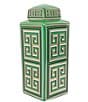 Color:Green - Image 6 - Greek Key Ceramic Lidded Jar