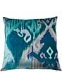 Color:Blue/Multi - Image 1 - Ikat Embroidered Velvet Square Pillow
