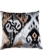 Color:Black/Multi - Image 1 - Ikat Embroidered Velvet Square Pillow