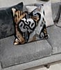 Color:Black/Multi - Image 3 - Ikat Embroidered Velvet Square Pillow