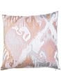 Color:Pink/Multi - Image 1 - Ikat Embroidered Velvet Square Pillow