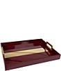 Color:Crimson - Image 1 - Metal Handled Lacquer Rectangular Tray