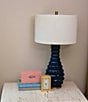 Color:Navy - Image 2 - Scalloped Edge Ceramic Table Lamp