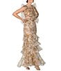 Damaris Bailey Carmen Flora Print Scoop Neck Sleeveless Ruffle Organza Dress, Color:Beige Floral - Image 1