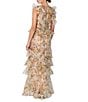 Damaris Bailey Carmen Flora Print Scoop Neck Sleeveless Ruffle Organza Dress, Color:Beige Floral - Image 2