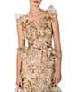 Damaris Bailey Carmen Flora Print Scoop Neck Sleeveless Ruffle Organza Dress, Color:Beige Floral - Image 3