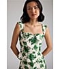 Damaris Bailey Coordinating Celeste Silk Green Floral Print Sweetheart Neckline Corset Peplum Top, Color:Green Floral - Image 6