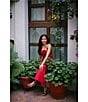 Damaris Bailey Delicias Rosette Corset Applique Flower Strapless Midi Dress, Color:Red - Image 4
