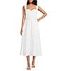 Damaris Bailey Maribel Linen Sweetheart Neckline Sleeveless A-Line Midi Dress, Color:White - Image 1