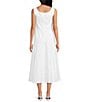 Damaris Bailey Maribel Linen Sweetheart Neckline Sleeveless A-Line Midi Dress, Color:White - Image 2
