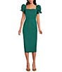Damaris Bailey Rose Square Neck Silk Midi Dress, Color:Green - Image 2