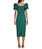 Damaris Bailey Rose Square Neck Silk Midi Dress, Color:Green - Image 3