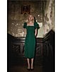 Damaris Bailey Rose Square Neck Silk Midi Dress, Color:Green - Image 6