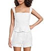 Damaris Bailey Rosita Linen Square Neck Coordinating Peplum Top, Color:White - Image 1