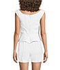 Damaris Bailey Rosita Linen Square Neck Coordinating Peplum Top, Color:White - Image 2