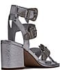 Color:Silver - Image 3 - Imella Crackle Metallic Western Buckled Sandals