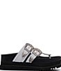 Color:Bright White - Image 2 - Nyra Western-Inspired Buckled Platform Thong Sandals