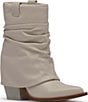 Color:Chalk - Image 1 - Savella Leather Slouchy Foldover Western Booties