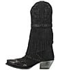 Color:Black - Image 4 - Bed of Roses Embossed Leather Studded Fringe Western Boots