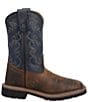 Color:Rust/Blue - Image 2 - Kids' Brantley 8#double; Leather Western Boots (Toddler)