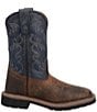 Color:Rust/Blue - Image 2 - Kids' Brantley Leather Western 9#double; Boots (Youth)
