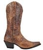 Color:Tan - Image 2 - Colleen Distressed Leather Western Boots