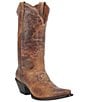 Color:Tan - Image 1 - Colleen Distressed Leather Western Boots