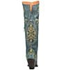 Color:Turquoise - Image 3 - Flower Child Embroidered Leather Over-the-Knee Western Boots