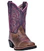 Color:Brown/Purple - Image 1 - Girls' Majesty 8#double; Leather Western Boots (Toddler)