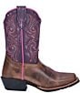 Color:Brown/Purple - Image 2 - Girls' Majesty 8#double; Leather Western Boots (Toddler)