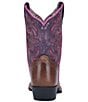 Color:Brown/Purple - Image 3 - Girls' Majesty 8#double; Leather Western Boots (Toddler)