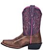Color:Brown/Purple - Image 4 - Girls' Majesty 8#double; Leather Western Boots (Toddler)