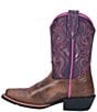 Color:Brown/Purple - Image 4 - Girls' Majesty 8#double; Leather Western Boots (Youth)
