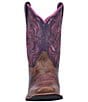 Color:Brown/Purple - Image 5 - Girls' Majesty 8#double; Leather Western Boots (Youth)