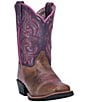 Color:Brown/Purple - Image 1 - Girls' Majesty 9#double; Leather Western Boots (Youth)