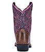 Color:Brown/Purple - Image 3 - Girls' Majesty 9#double; Leather Western Boots (Youth)