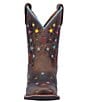 Color:Brown - Image 5 - Girls' Starlett 8#double; Star Detail Western Boots (Toddler)